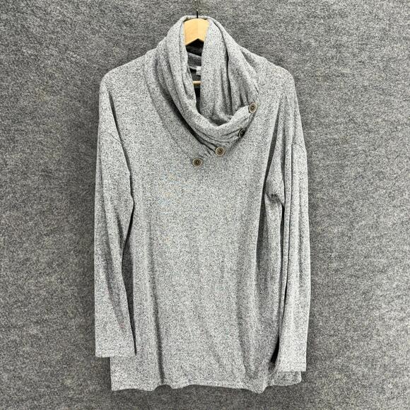 Sweaters - Coco & Main Sweater Pullover Women M Medium Gray Knit Cowl Neck Button Casual